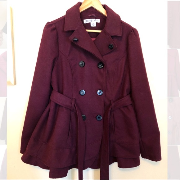 Burgundy Pea Coat - Picture 1 of 7